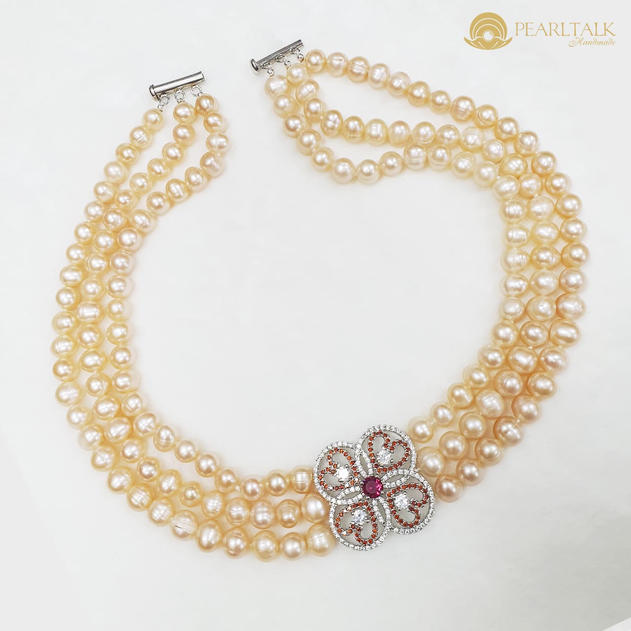 CHUỖI NGỌC TRAI DIANA CHOKER HỒNG CAM